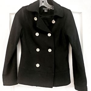 Rampage S Solid Black Double Breast Wool Jacket